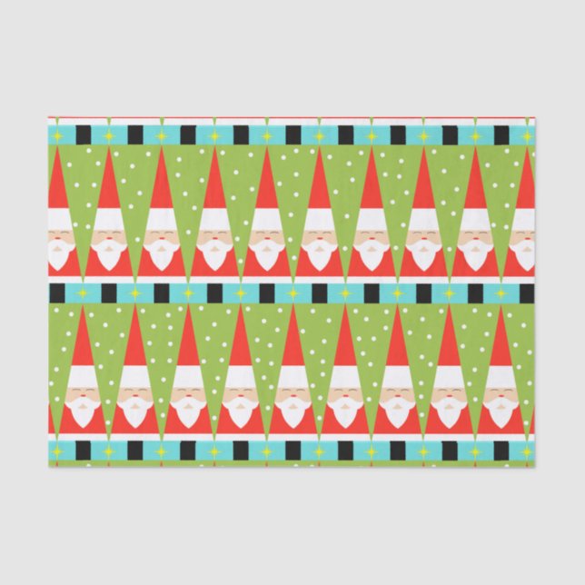 Papel seda geométrico retro de Santa (Anverso)