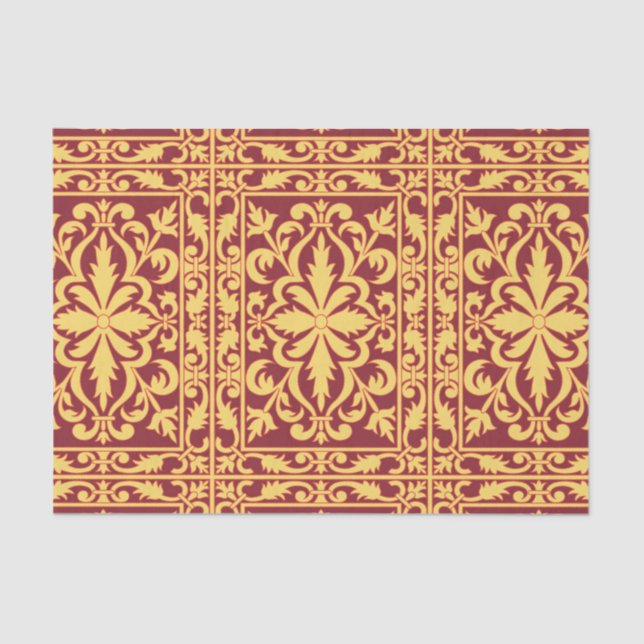 Papel seda hermoso del damasco del renacimiento (Anverso)