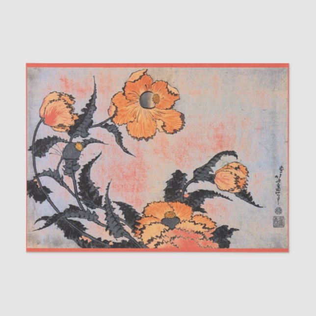 Papel seda JAPONÉS del ESTAMPADO DE FLORES (Anverso)