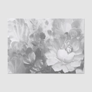 Papel seda pintado floral blanco y negro de la