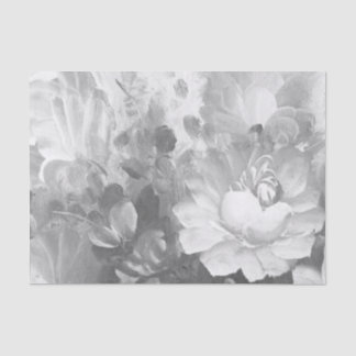 Papel seda pintado floral blanco y negro de la