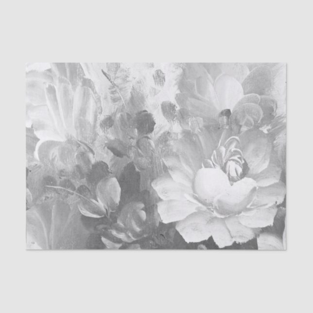 Papel seda pintado floral blanco y negro de la (Anverso)