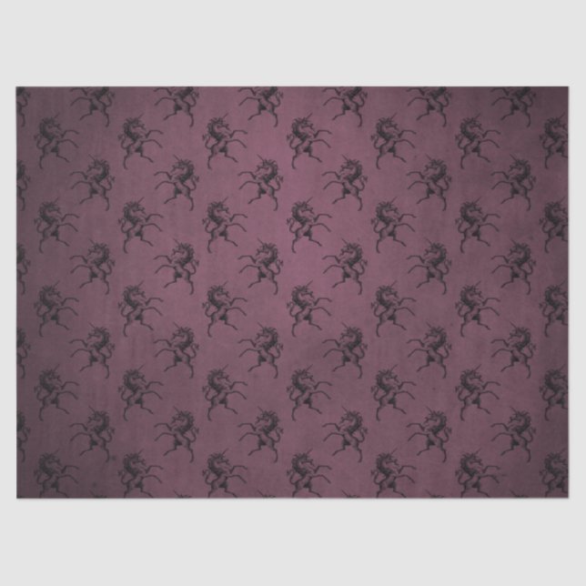 Papel seda púrpura y negro del unicornio (Anverso)