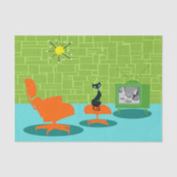 Papel seda retro del gatito de la era espacial