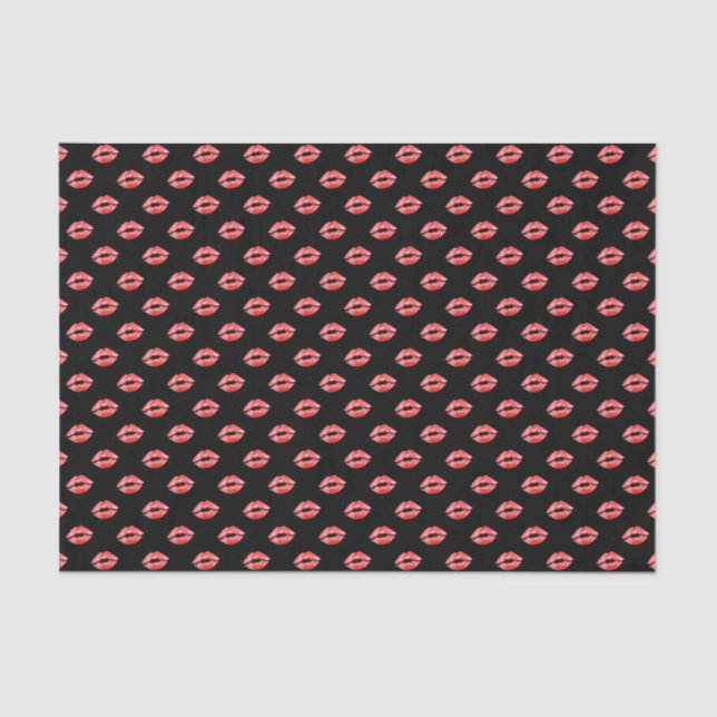 Papel seda rojo negro del regalo del lápiz labial (Anverso)
