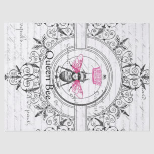 Papel seda rosado de Decoupage de la abeja reina