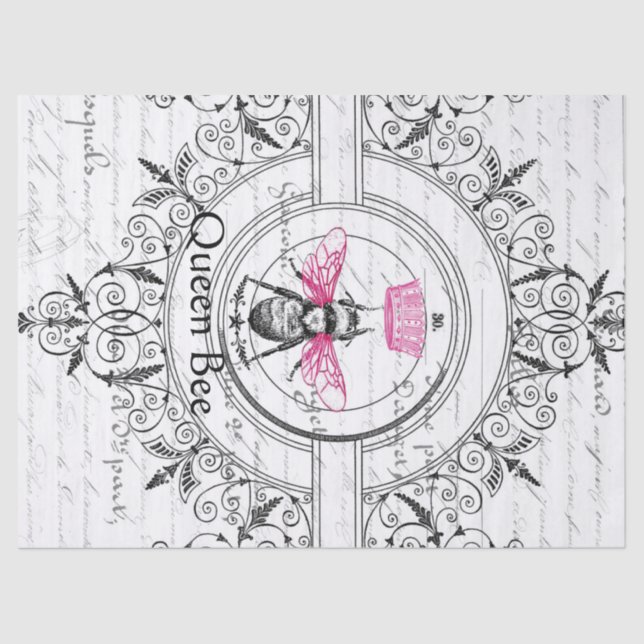 Papel seda rosado de Decoupage de la abeja reina (Anverso)