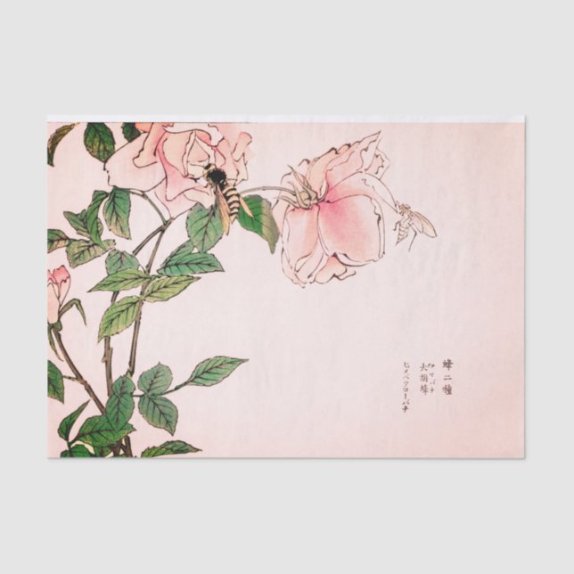 Papel seda ROSADO de la IMPRESIÓN del JAPONÉS de (Anverso)
