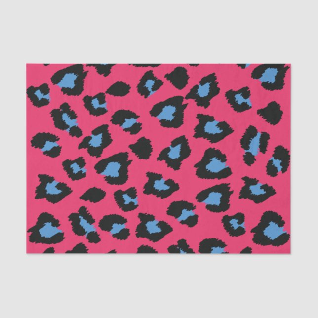 Papel seda rosado y azul del estampado de animales (Anverso)