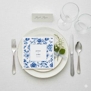 Papel servilleta boda azul y blanco de Delfware