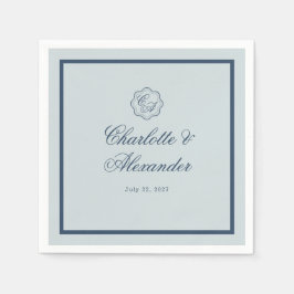 Papel Servilleta Clásica de Boda Costera Azul Polvorient