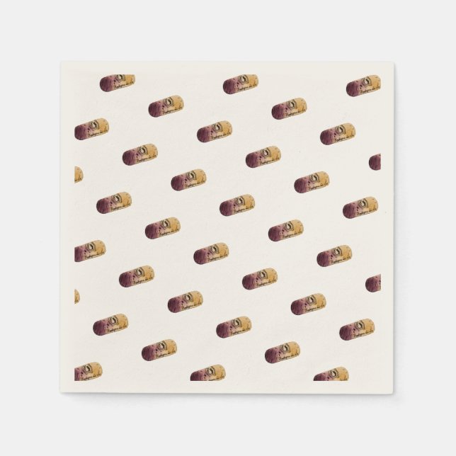 Papel Servilleta con acuarela de corcho de vino (Anverso)
