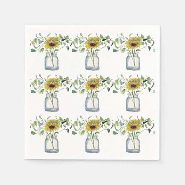 Papel Servilleta con diseño de florero y mar (Anverso)