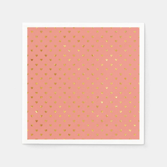 Papel Servilleta Coral - Corazones de Oro (Anverso)