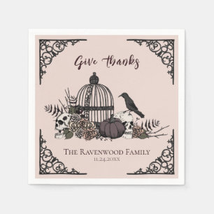 Papel Servilleta de Acción de Gracias Blush Gothic Birdc