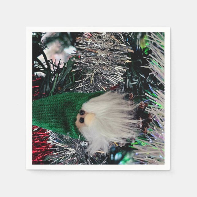 Papel Servilleta de adorno de gnomo de Navidad (Anverso)