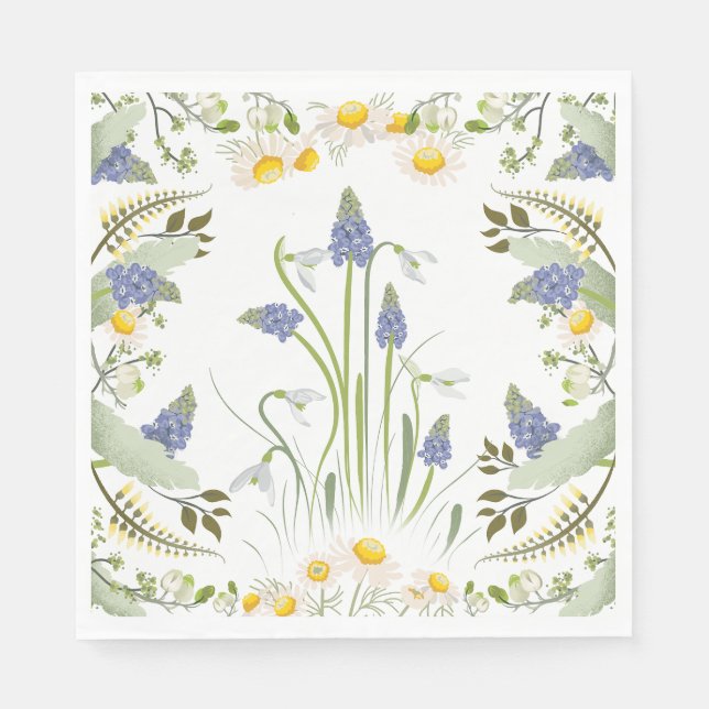 Papel Servilleta de Almuerzo de Flores de Verano (Anverso)