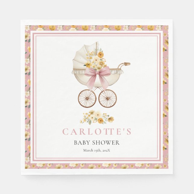 Papel Servilleta de almuerzo de Shower de bebé floral de (Anverso)