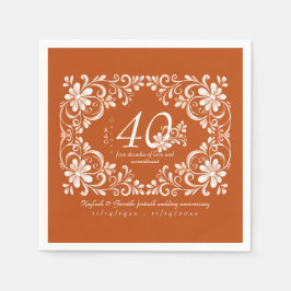 Papel Servilleta de aniversario de 40 años Dark Orange S
