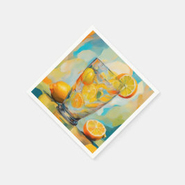 Papel servilleta de arte de cóctel de naranja con IA