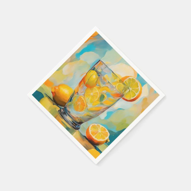 Papel servilleta de arte de cóctel de naranja con IA (Borde)