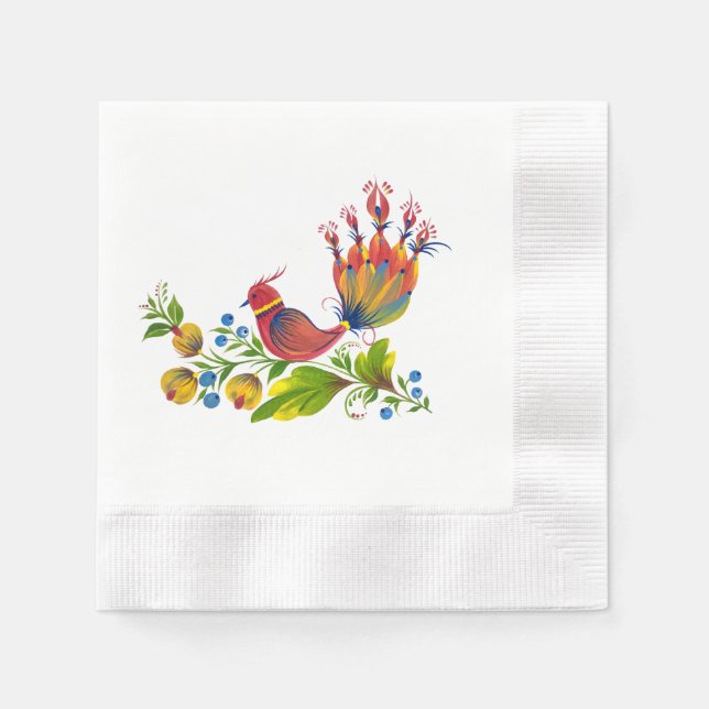 Papel Servilleta de Ave Vibrante de la Felicidad (Anverso)
