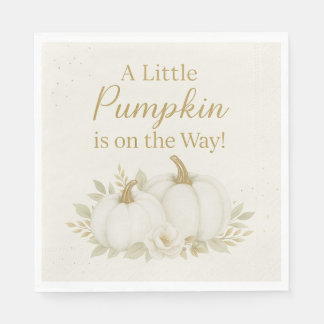 Papel Servilleta de baby shower de calabaza blanca y dor