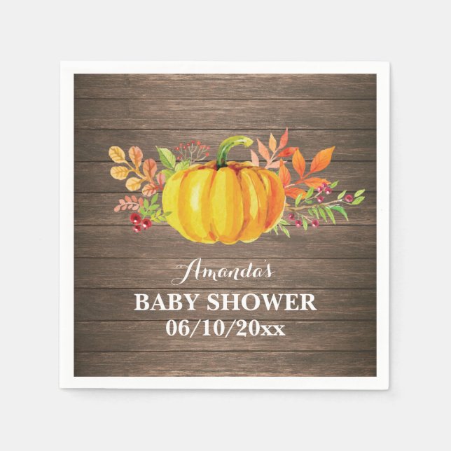 Papel Servilleta de Baby Shower de Calabaza de Otoño Rús (Anverso)