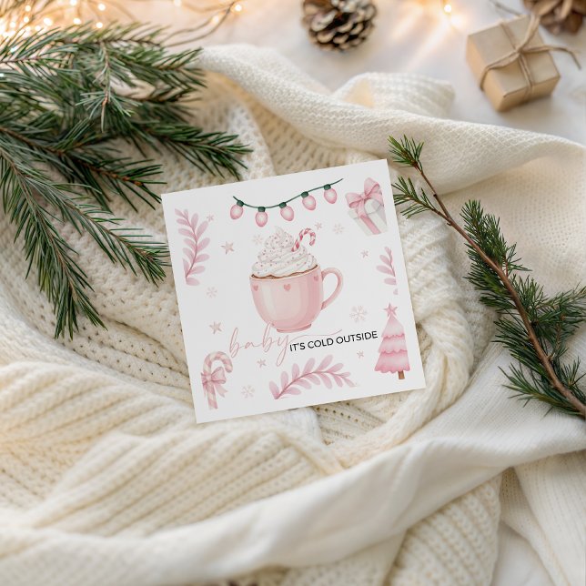Papel Servilleta de baby shower de invierno rosa (Subido por el creador)