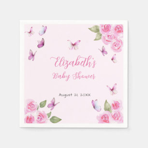 Papel Servilleta de Baby Shower Mariposa Rosa Bonita