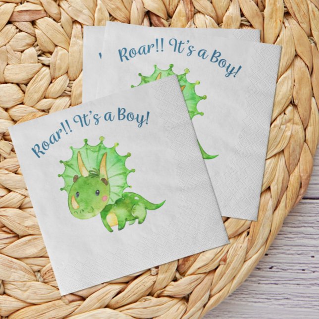 Papel Servilleta de Baby Shower Niño Dinosaurio Rústico (Subido por el creador)