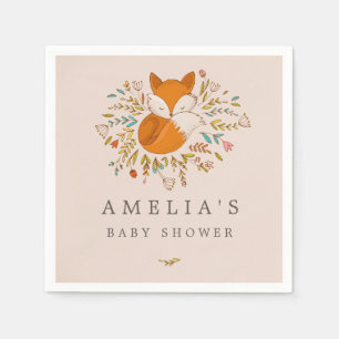 Papel Servilleta de Baby Shower Pink Sweet Woodland Fox