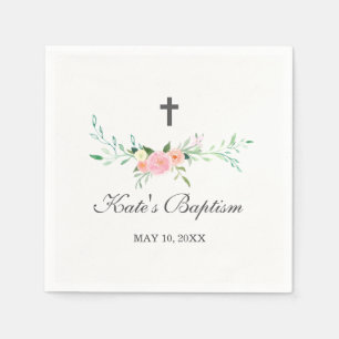 Papel Servilleta de bautizo floral dulce
