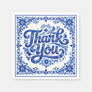 Papel Servilleta de boda Azul & Limone Thank You