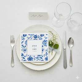 Papel Servilleta de boda azul y blanca de Delftware