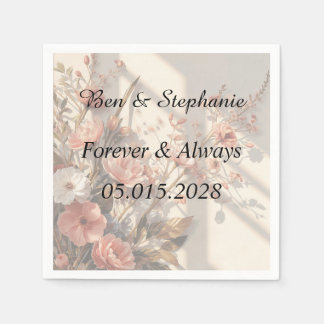 Papel Servilleta de boda botánica elegante de lujo