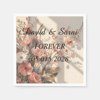 Papel Servilleta de boda botánica elegante de lujo