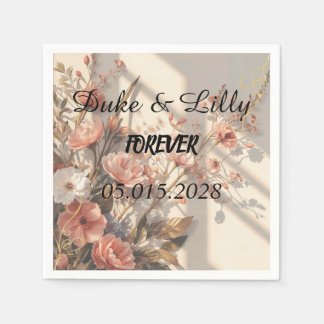 Papel Servilleta de boda botánica elegante de lujo