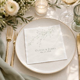 Papel Servilleta de boda botánica verde salvia