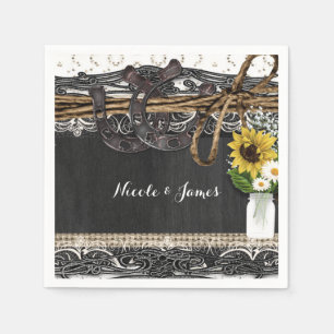 Papel Servilleta de boda campestre con herraduras rústic