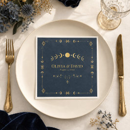 Papel Servilleta de boda celeste gótica de azul medianoc