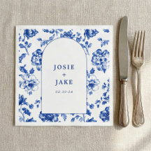 Servilleta de boda con arco azul y blanco de Delft