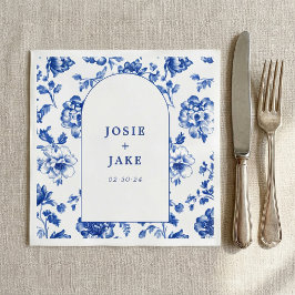 Papel Servilleta de boda con arco azul y blanco de Delft