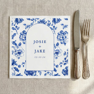 Papel Servilleta de boda con arco azul y blanco de Delft