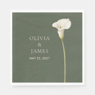 Papel Servilleta de boda con cala verde oliva