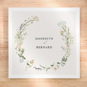 Papel Servilleta de boda con flores silvestres rústicas 