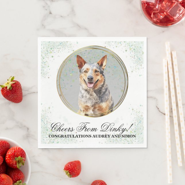 Papel Servilleta de boda con foto de perro boyero austra (In situ)