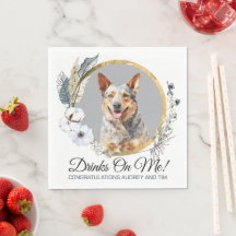 Servilleta de boda con foto de perro boyero austra