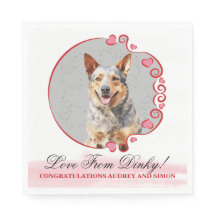 Servilleta de boda con foto de perro de ganado aus