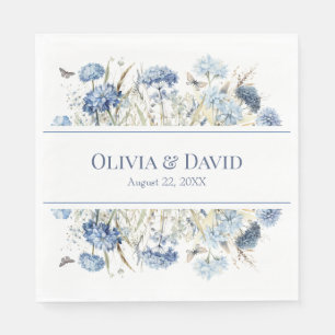 Papel Servilleta de boda con hortensia silvestre azul po